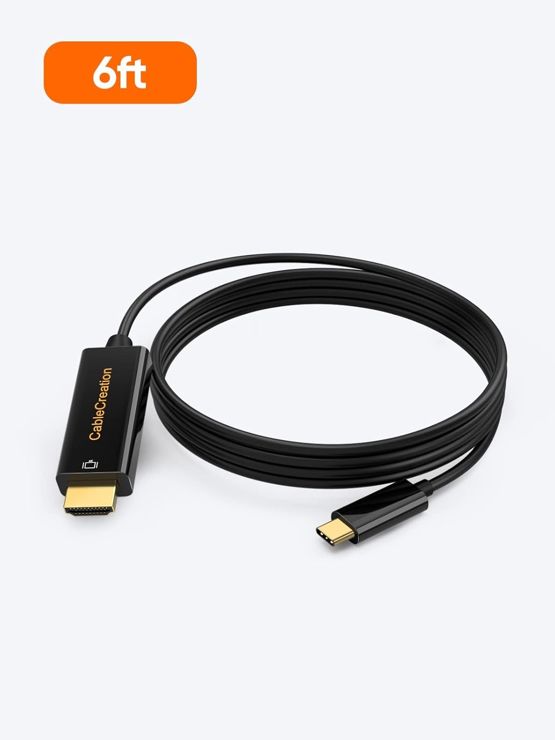 CableCreation USB C to HDMI Cable 6FT Male to Male, Thunderbolt 3/4 Compatible for Home Office, 4K High Speed for Galaxy S24/S24 Ultra/S24+/MacBook Pro/Air/M1,iPad Pro and More - Black