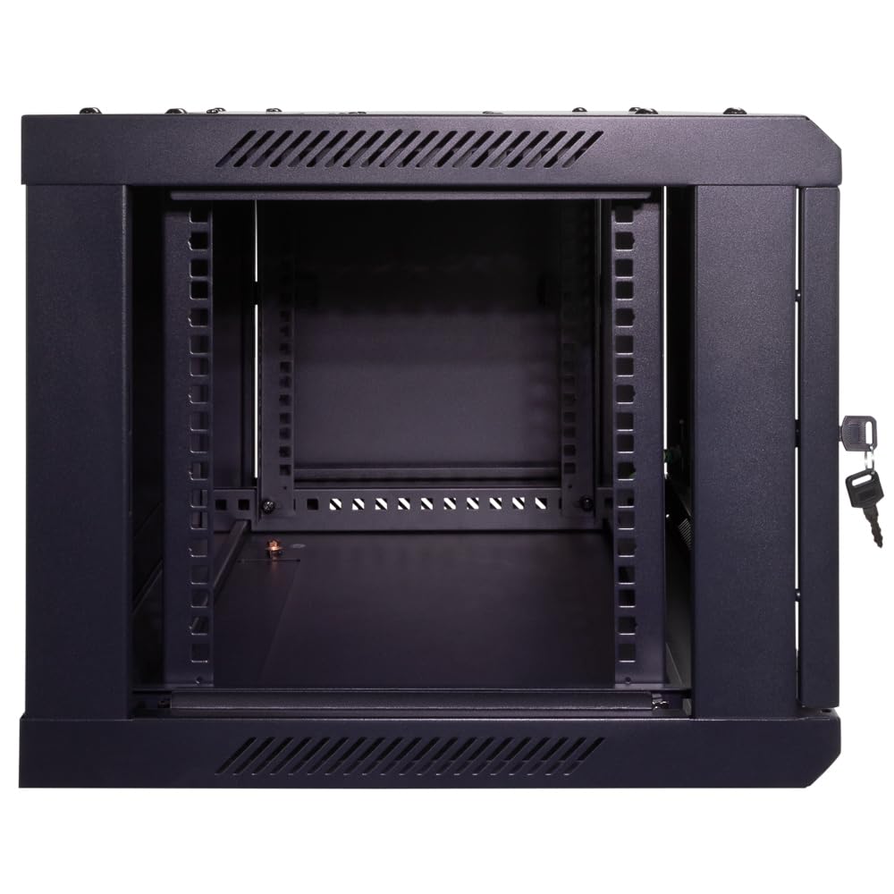 NavePoint 15U Server Cabinet Wall Mount Rack Enclosure with Caster Wheels, Includes 2 Fans, Locking Glass Door, Removable Side Panels – 15U Network Cabinet 17.7” Deep, 19”Server Rack for IT Equipment