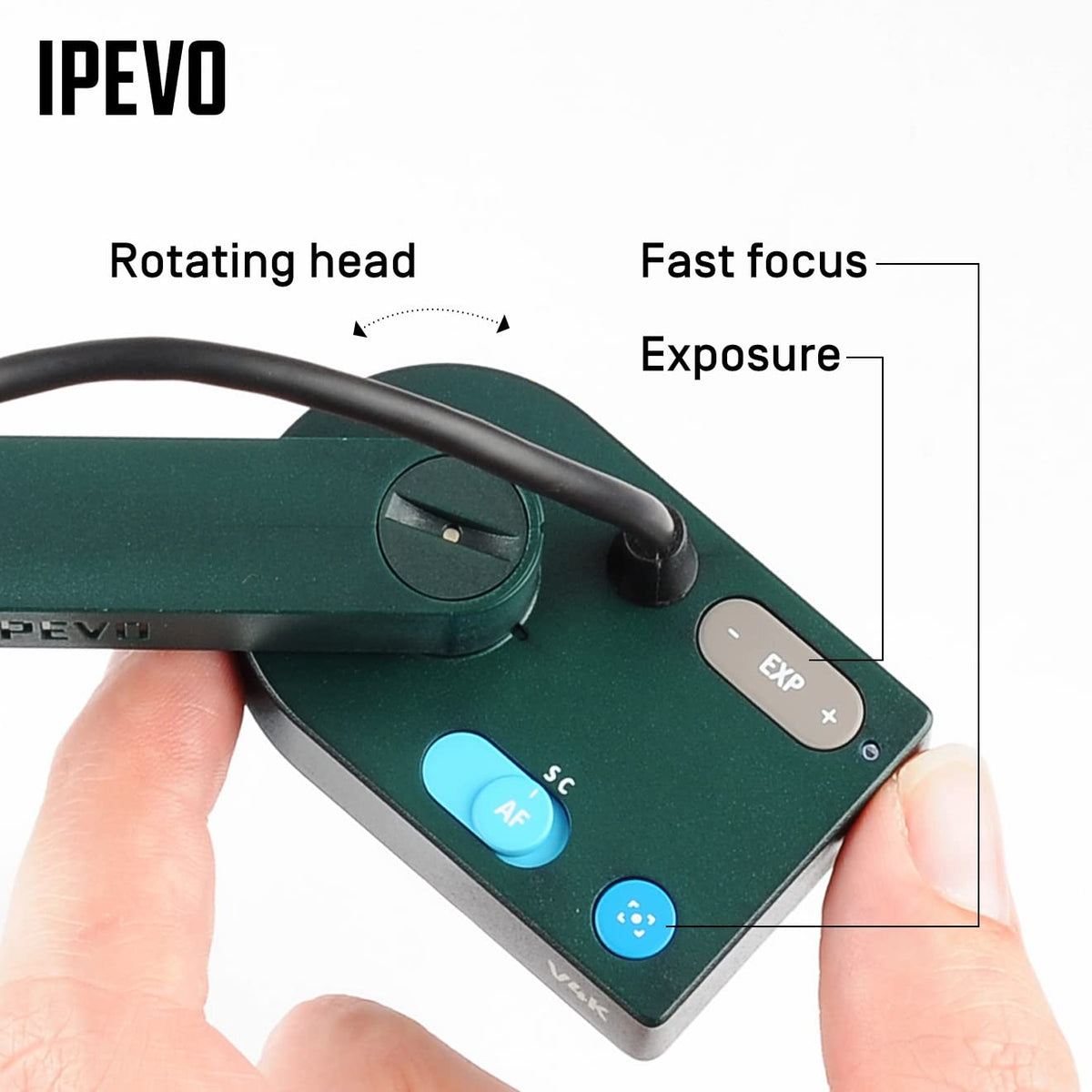 IPEVO V4K Ultra High Definition 8MP USB Document Camera — Mac OS, Windows, Chromebook Compatible for Live Demo, Web Conferencing, Distance Learning, Remote Teaching, Green
