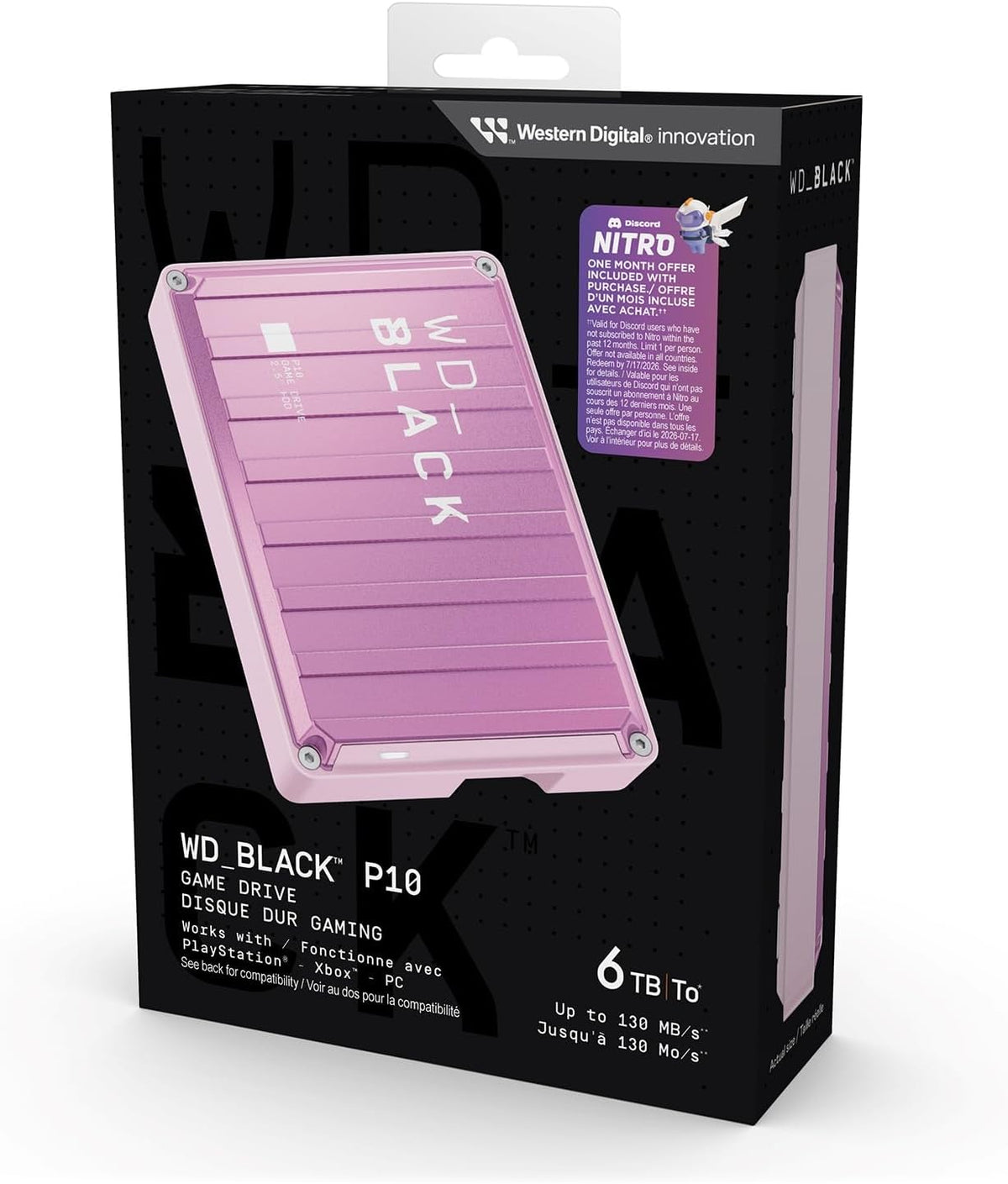 WD_Black 6TB Pink P10 Game Drive Portable External Hard Drive HDD, Works with PlayStation, Xbox, & PC - WDBZ7D0060BPK-WESN