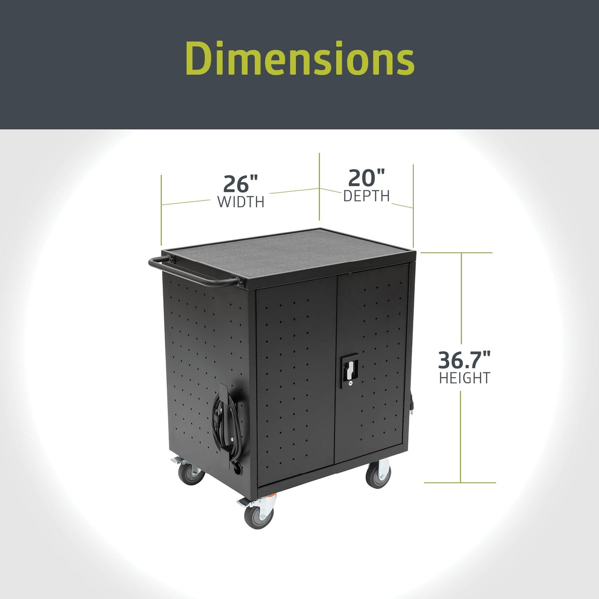 Pearington 32 Device Mobile Charging and Storage Cart for iPads, Chromebooks and Laptop Computers, Up to 13-inch Screen Size, Surge Protection, Front & Back Access Locking Cabinet