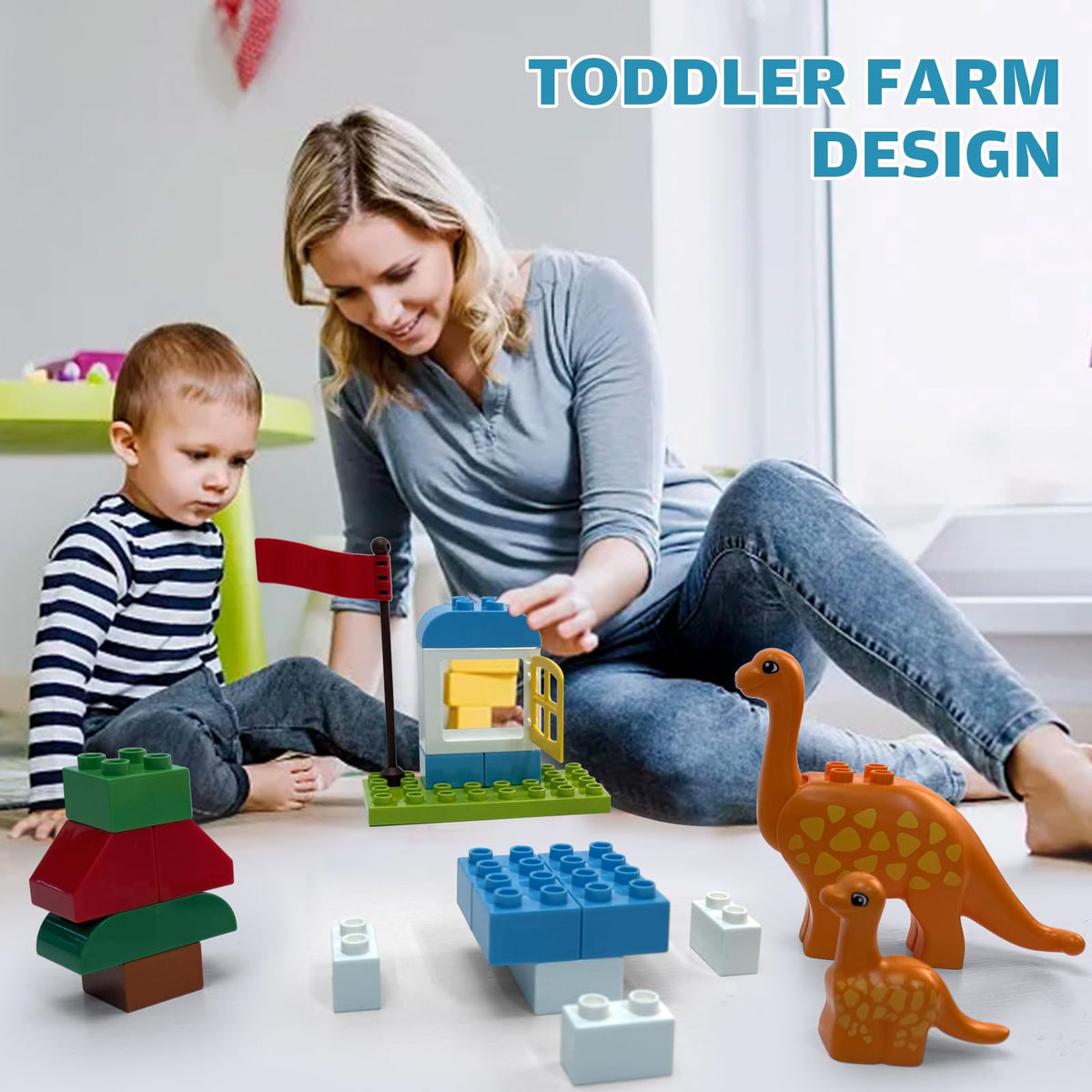 Marble Run Building Blocks for Kids Ages 3+ | 121-Piece Dinosaur STEM Toy with 6 Dinosaurs & 2 Baseplates | Durable Construction Set with Step-by-Step Guide