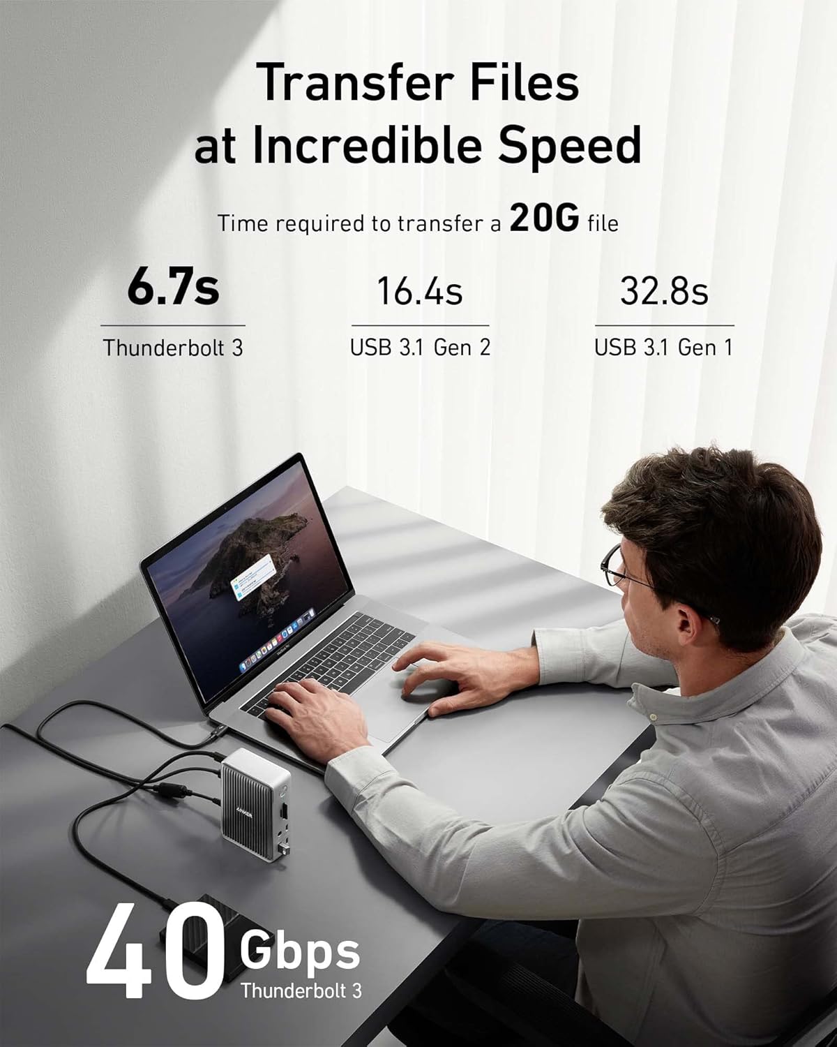 Anker 577 Docking Station (13-in-1, Thunderbolt 3) 85W Charging for Laptop, 18W for Phones, 4K Dual Display, 10 Gbps USB-C Data, Ethernet, Audio, SD 4.0