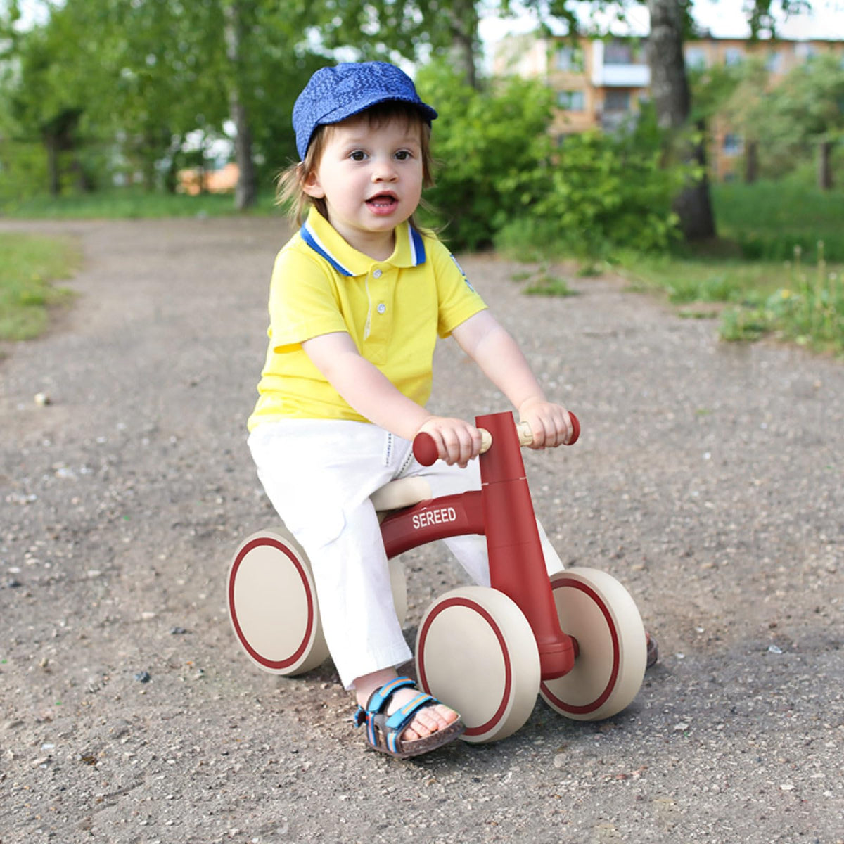 SEREED Baby Balance Bike for 1 Year Old Boys Girls 12-24 Month Toddler Balance Bike, 4 Wheels Toddler First Bike, First Birthday Gifts