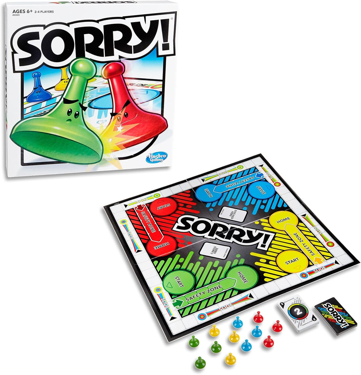 Sorry! Board Game for Kids Ages 6 and Up; Classic Hasbro Board Game; Each Player Gets 4 Pawns (Pawn Colors May Vary) – Amazon Exclusive