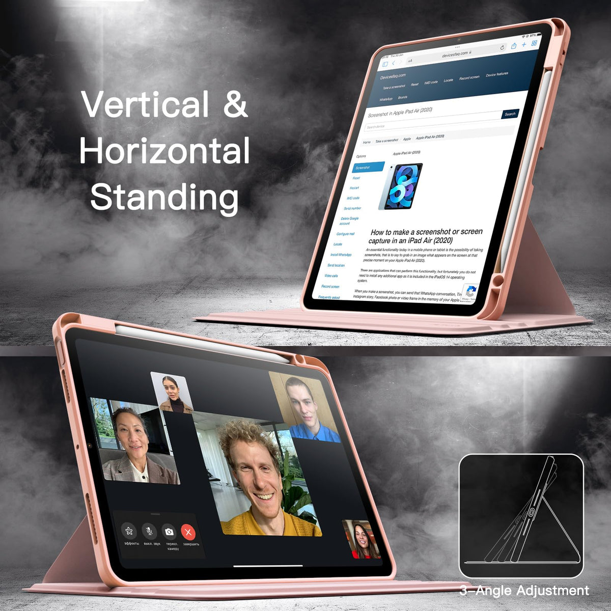 JETech Rotating Case ONLY for iPad Air 11-Inch M4/M3/M2 (2026/2025/2024), iPad Air 5/4 (2022/2020 5th/4th Generation 10.9-Inch), 360 Degree Rotation Protective Stand Cover Clear Back (Purple)