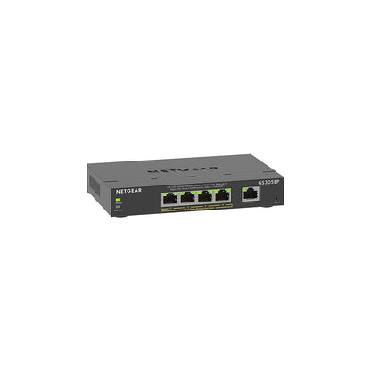 NETGEAR 5 Port PoE Gigabit Ethernet Easy Smart Managed Essentials Switch (GS305EP) - with 4 x PoE+ @ 63W, Desktop or Wall Mount