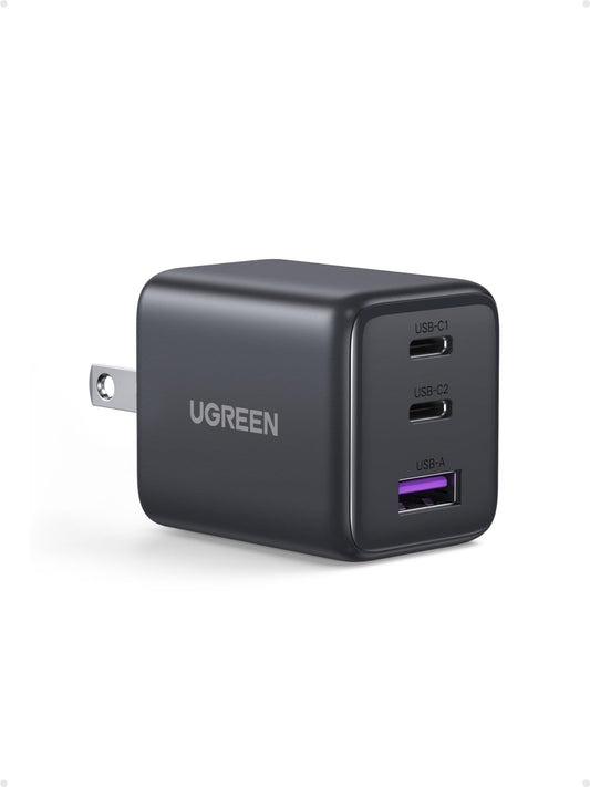 UGREEN 3-Port 30W USB C Charger, GaN II Compact iPhone Charger Fast Charging, Type C Power Adapter for iPhone 17/16/15 Series, Galaxy S26/S25/24, iPad, MacBook Neo/Air, Matt Black