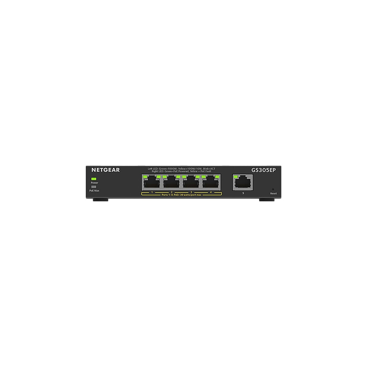 NETGEAR 5 Port PoE Gigabit Ethernet Easy Smart Managed Essentials Switch (GS305EP) - with 4 x PoE+ @ 63W, Desktop or Wall Mount