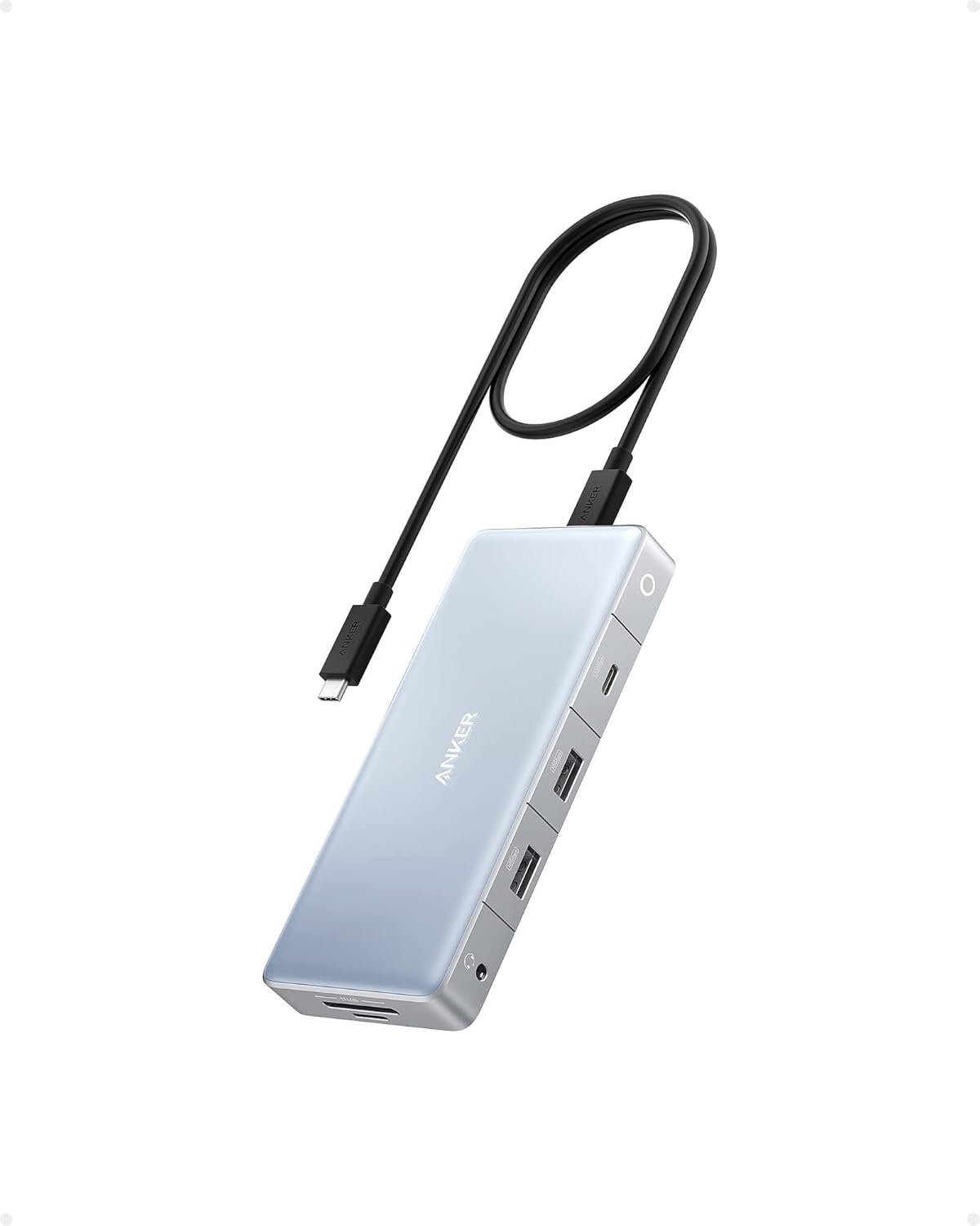 Anker 575 USB-C Hub (12-in-1, Dual HDMI, DP), Triple Display Docking Station, 10 Gbps Data Ports, 4K HDMI and DisplayPort, Max 100W Pd-in, Ethernet, for Dell, Thinkpad Laptop and More