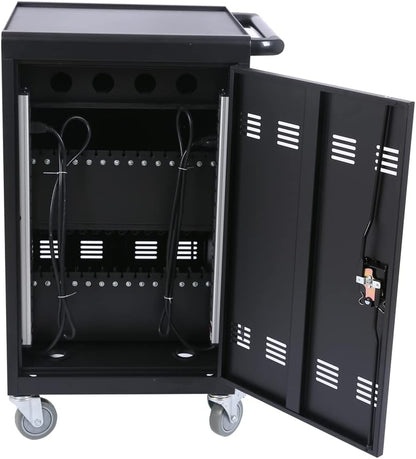 30 Devices Mobile Charging Cart Cabinet, Storage Cart for Chromebook, Tablet, Laptop, Computer Charging Station for Classroom, Up to 16-in Screen Size, Safe Locking (Black)