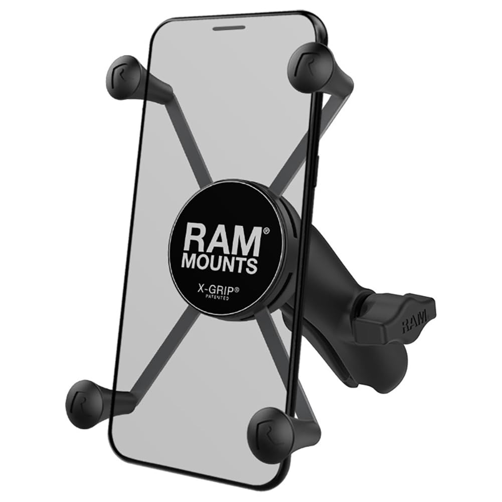 RAM MOUNTS X-Grip Small Phone Holder Mount with Medium Composite Double Socket Arm Compatible with RAM B Size 1" Ball Components RAP-HOL-UN7B-201U