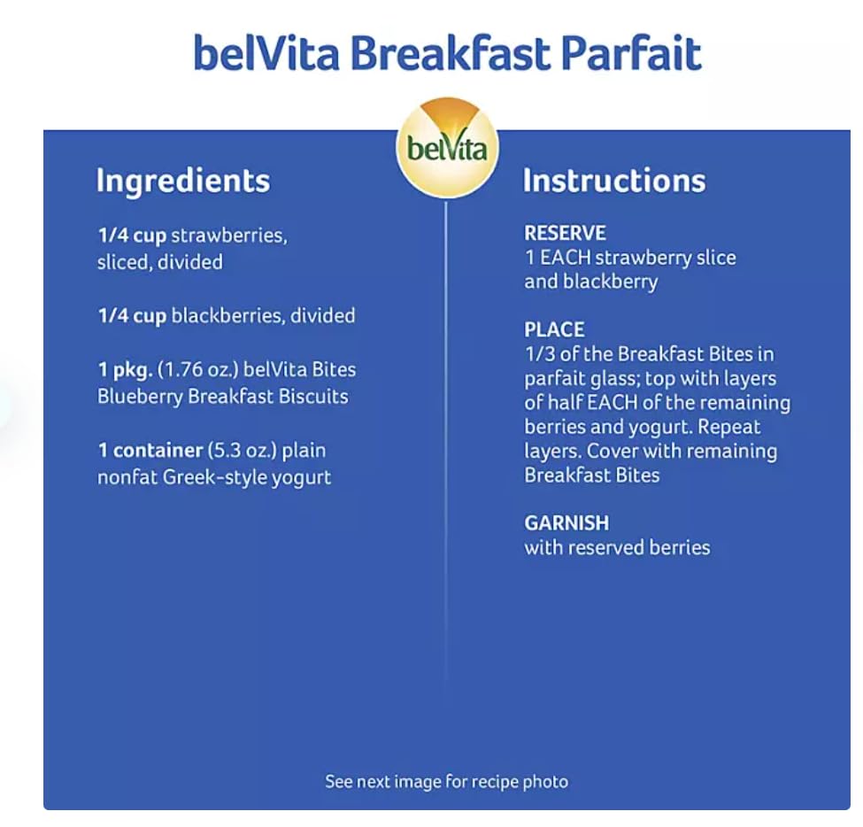 BelVita Breakfast Biscuits Variety Packs | 3 Natural Flavors - 12 Chocolate belVita Snack Packs, 12 Cinnamon Brown Snack Packs, and 12 Blueberry Snack Packs | Sameday Shipping