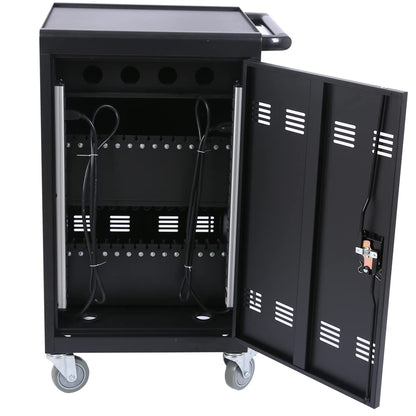 16 Devices Mobile Charging Cart for Laptop Up to 16.3-inch Screen, Charging Station and Tablet Storage Cart for iPad, Chromebooks with Cord Organizer, Black