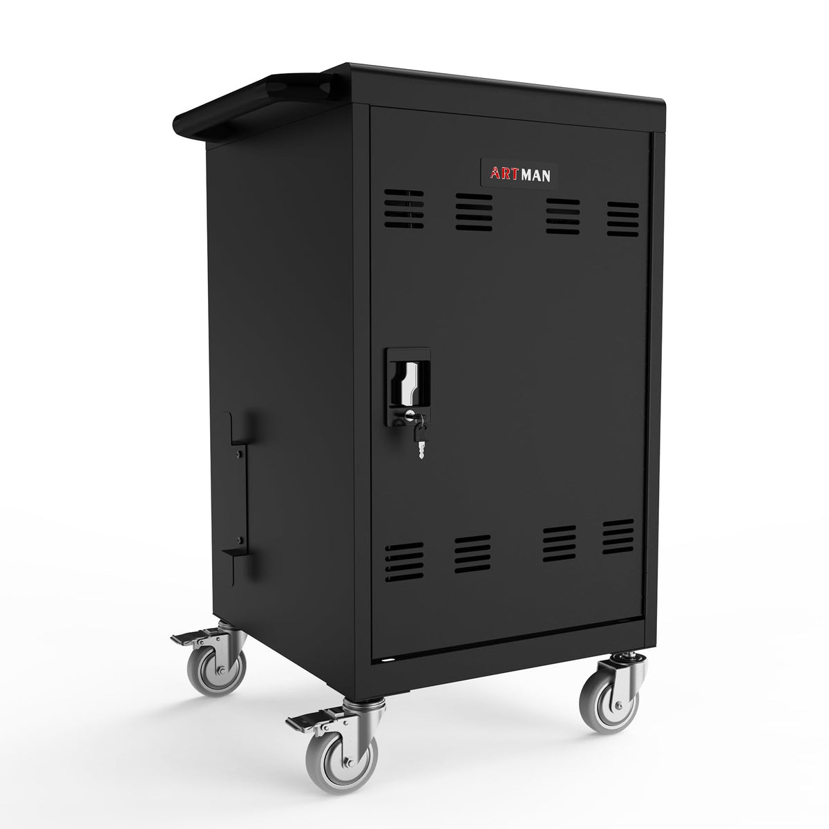30 Device Mobile Laptop Charging Cart for Laptop Computers Chromebook Fast Charging & Secure Storage (16.3in Screen Size), Ideal for School, Library, Hospital - Black