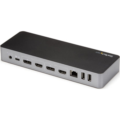 StarTech.com USB-C Triple Monitor Docking Station for MacBook Pro / Air M1 M2 M3 M4 & Windows, Universal 4K HDMI DP Dock, Thunderbolt Compatible, 100W Laptop Charging - TAA, Black, Silver