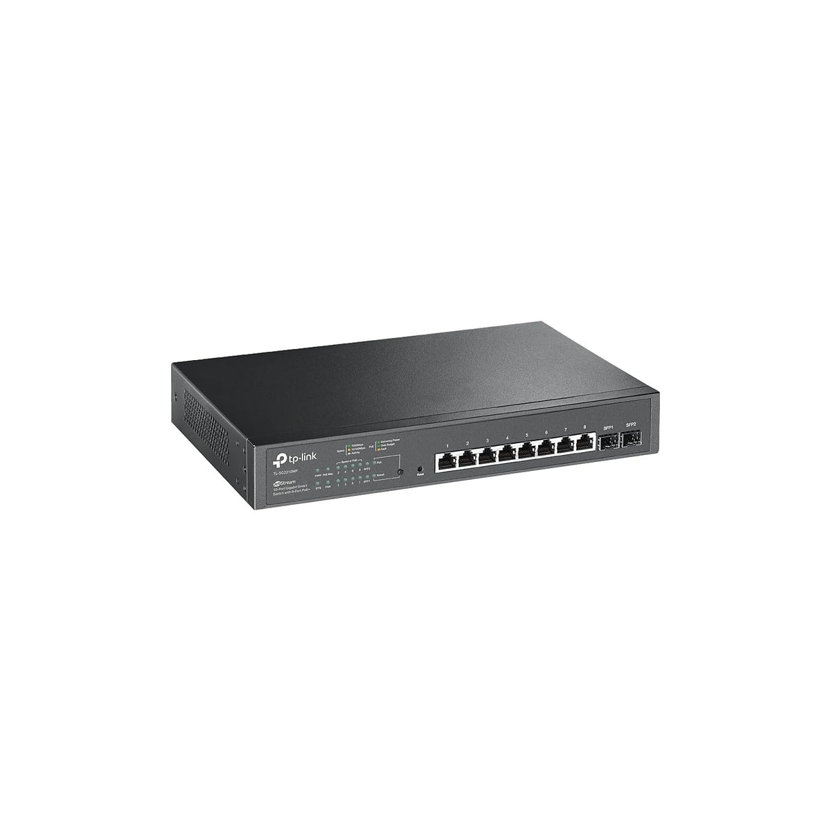 TP-Link TL-SG2210MP | Jetstream 10 Port Gigabit Smart Managed PoE switch | 8 PoE+ Ports @ 150W, 2 SFP Slots | Omada SDN Integrated | PoE Recovery | IPv6 | Static Routing | Limited Lifetime Protection
