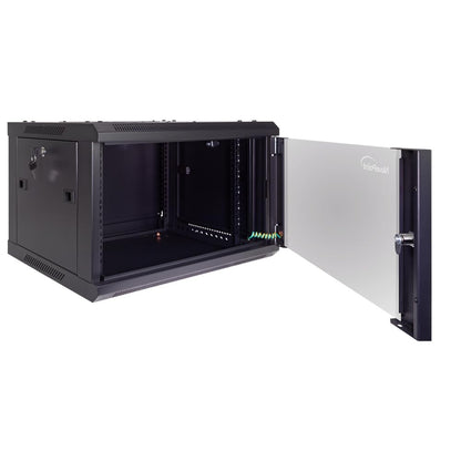 NavePoint 15U Server Cabinet Wall Mount Rack Enclosure with Caster Wheels, Includes 2 Fans, Locking Glass Door, Removable Side Panels – 15U Network Cabinet 17.7” Deep, 19”Server Rack for IT Equipment