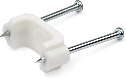 StarTech.com 100 Pack Cable Clips with Nails - Two Steel Nails - Reusable Nail-in Clamps - Brick/Drywall Cable Fasteners - Ethernet Cord/AV/Coax Cable - Mounting Cable Tacks - White - TAA (CBMDNMCC1)