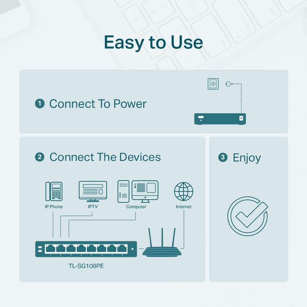 TP-Link TL-SG108PE V3 | 8 Port Gigabit PoE Switch | Easy Smart Managed | 4 PoE+ Ports @64W | Plug & Play | Sturdy Metal w/ Shielded Ports | Fanless | QoS, Vlan & IGMP | Limited Lifetime Protection