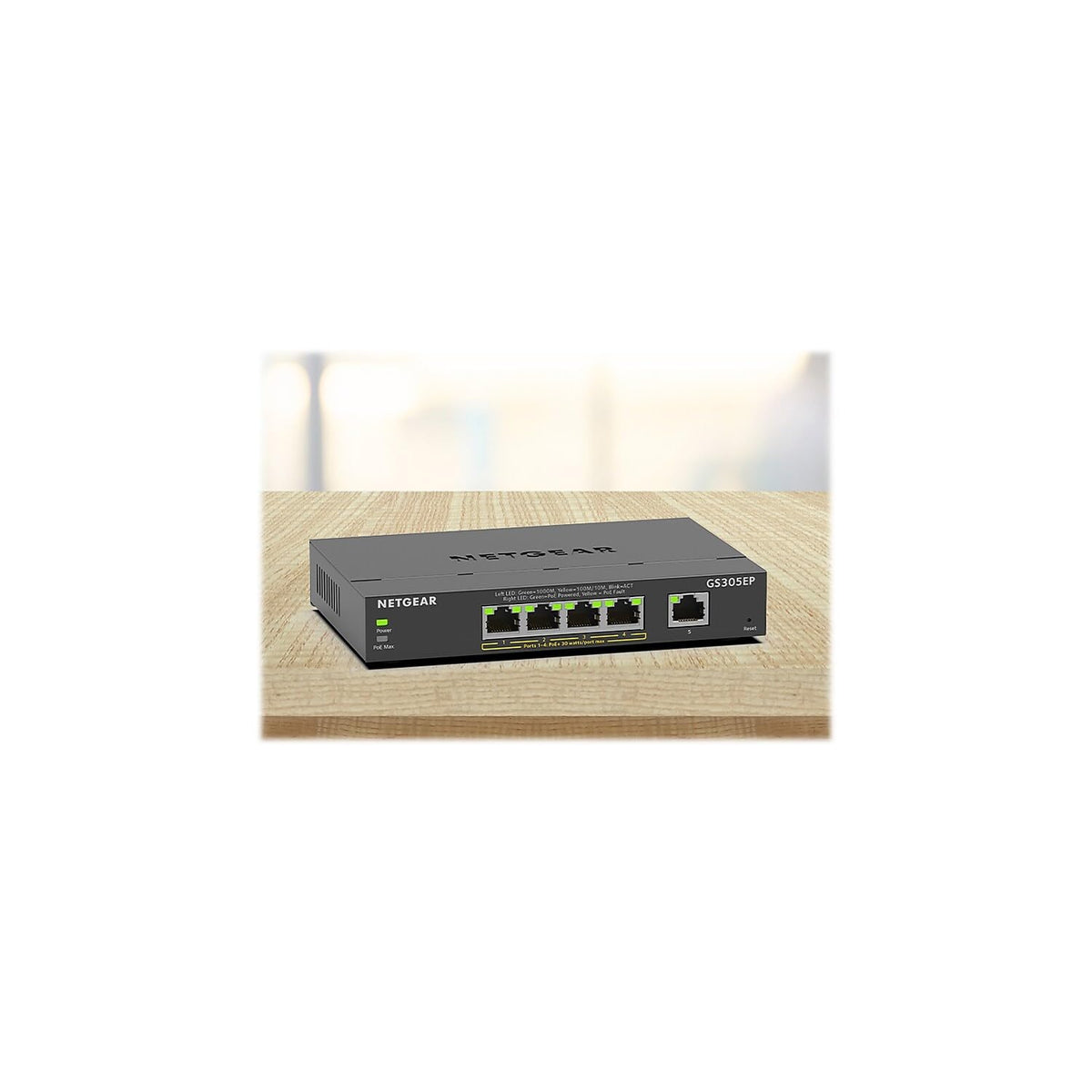 NETGEAR 5 Port PoE Gigabit Ethernet Easy Smart Managed Essentials Switch (GS305EP) - with 4 x PoE+ @ 63W, Desktop or Wall Mount