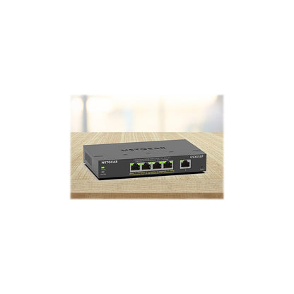 NETGEAR 5 Port PoE Gigabit Ethernet Easy Smart Managed Essentials Switch (GS305EP) - with 4 x PoE+ @ 63W, Desktop or Wall Mount