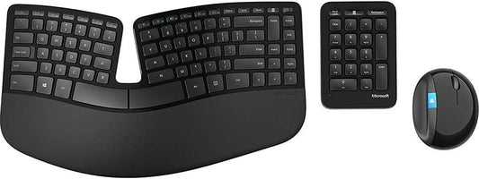 Microsoft Sculpt Ergonomic Wireless Desktop Keyboard and Mouse - Black. Wireless , Comfortable, Ergonomic Keyboard and Mouse Combo with Split Design and Palm Rest.