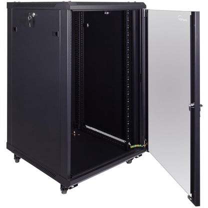 NavePoint 15U Server Cabinet Wall Mount Rack Enclosure with Caster Wheels, Includes 2 Fans, Locking Glass Door, Removable Side Panels – 15U Network Cabinet 17.7” Deep, 19”Server Rack for IT Equipment