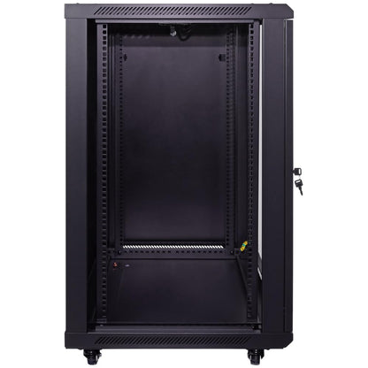 NavePoint 15U Server Cabinet Wall Mount Rack Enclosure with Caster Wheels, Includes 2 Fans, Locking Glass Door, Removable Side Panels – 15U Network Cabinet 17.7” Deep, 19”Server Rack for IT Equipment