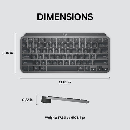 Logitech MX Keys Mini Minimalist Wireless Illuminated Keyboard, Compact, Bluetooth, Backlit, USB-C, Compatible with Apple macOS, iOS, Windows, Linux, Android, Metal Build - Graphite