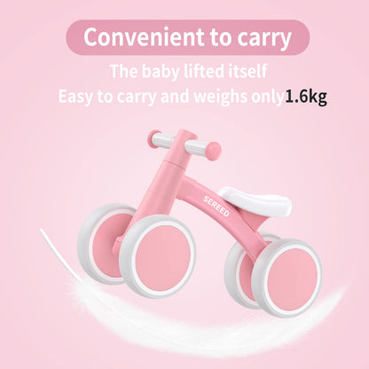 SEREED Baby Balance Bike for 1 Year Old Boys Girls 12-24 Month Toddler Balance Bike, 4 Wheels Toddler First Bike, First Birthday Gifts