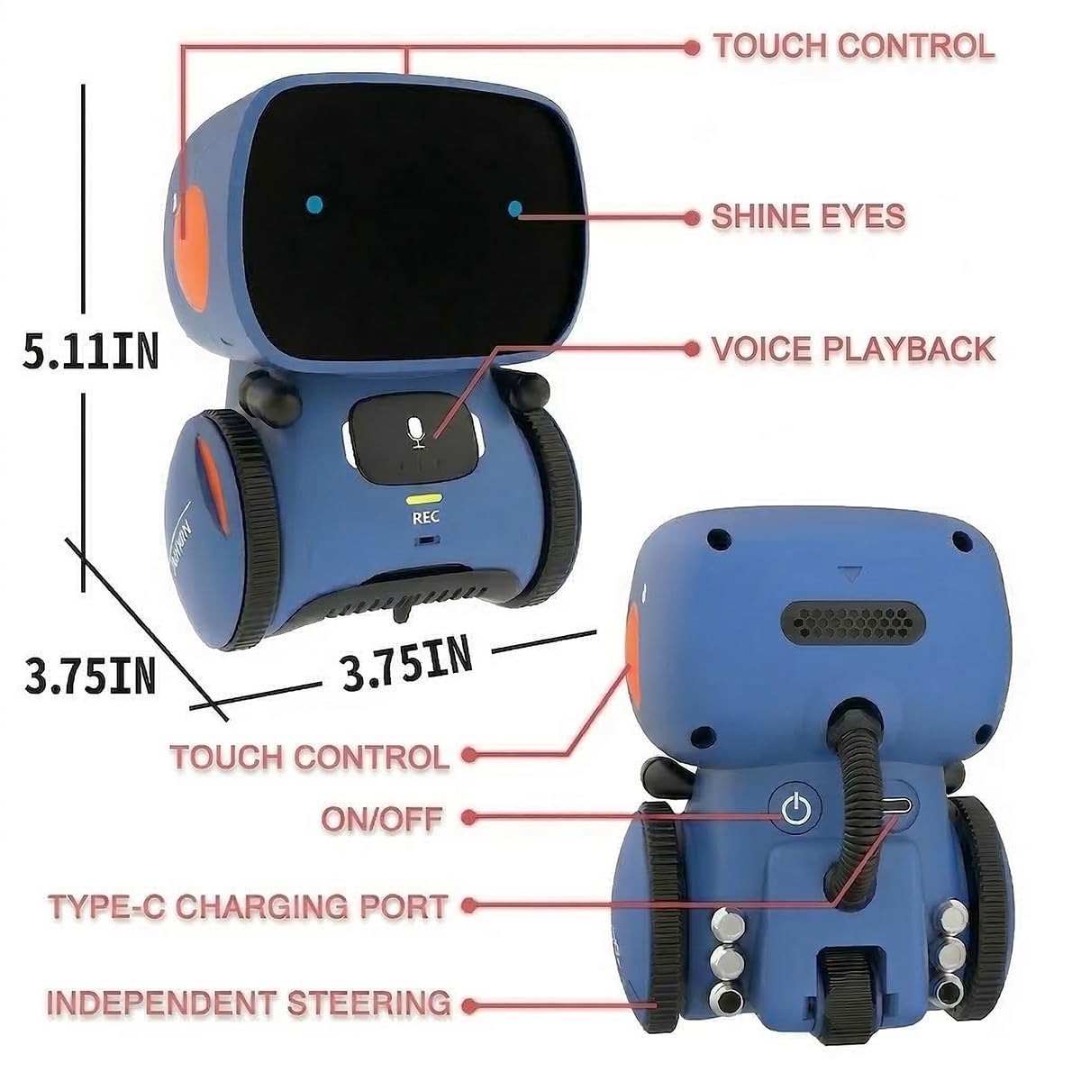 98K Robot Toys for Girls and Boys Rechargeable, Touch and Voice Control Robots Interactive Talking Smart Partner and Teacher with Singing, Dancing, STEM Toy Gifts for Kids Age 3 and Up