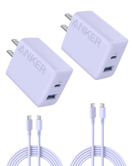 Anker iPhone 17/16 Charger, 2-Pack 20W Fast USB C Charger Block, for iPhone 16/16 Pro Max/15 Series/iPad Pro and More (Black, 2 Pack & 2 Cable)