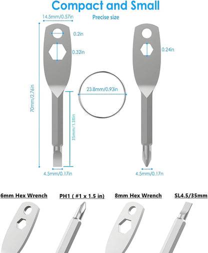 Gifts for men, Father's Day gifts 4-in-1 Pocket Screwdriver Keychain Tools, Mens for Dad Husband Boyfriends Cool Gadgets (Upgraded Style - White)