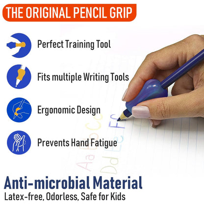 The Pencil Grip Original Pencil Grippers 6 Pcs, Improves Kids Handwriting, Ergonomic Pen Holder for Righties & Lefties, Ideal for Kids, Toddlers, Adults, Writing Tool with Finger Cushion