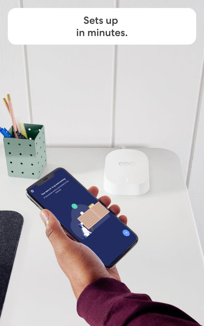 Amazon eero 6+ mesh wifi system - Supports internet plans up to a Gigabit, Coverage up to 4,500 sq. ft., Connect 75+ devices, 3-pack