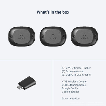 HTC Vive Ultimate Tracker 3 Pack + Dongle - VR Full Body Tracking - Compatible with SteamVR, Vive XR Elite, Meta Quest Virtual Reality Headsets
