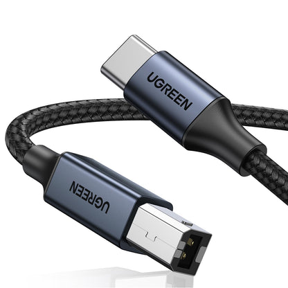 UGREEN USB B to USB C 6 FT Printer Cable, Nylon USB B to C Cord for MacBook Pro/Air, MIDI Cable Compatible with Yamaha Piano Keyboard, DAC, DJ Controller for iPad