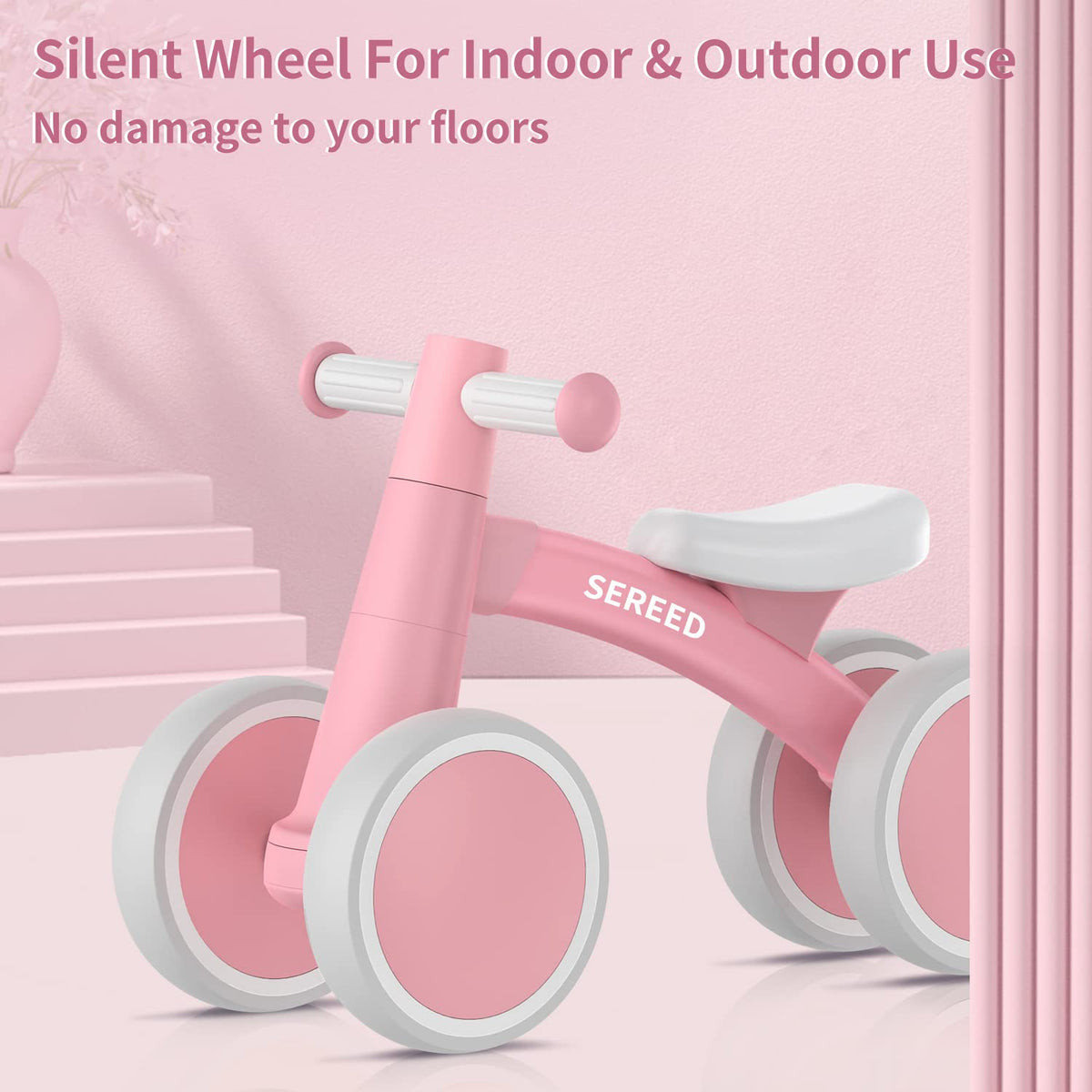 SEREED Baby Balance Bike for 1 Year Old Boys Girls 12-24 Month Toddler Balance Bike, 4 Wheels Toddler First Bike, First Birthday Gifts