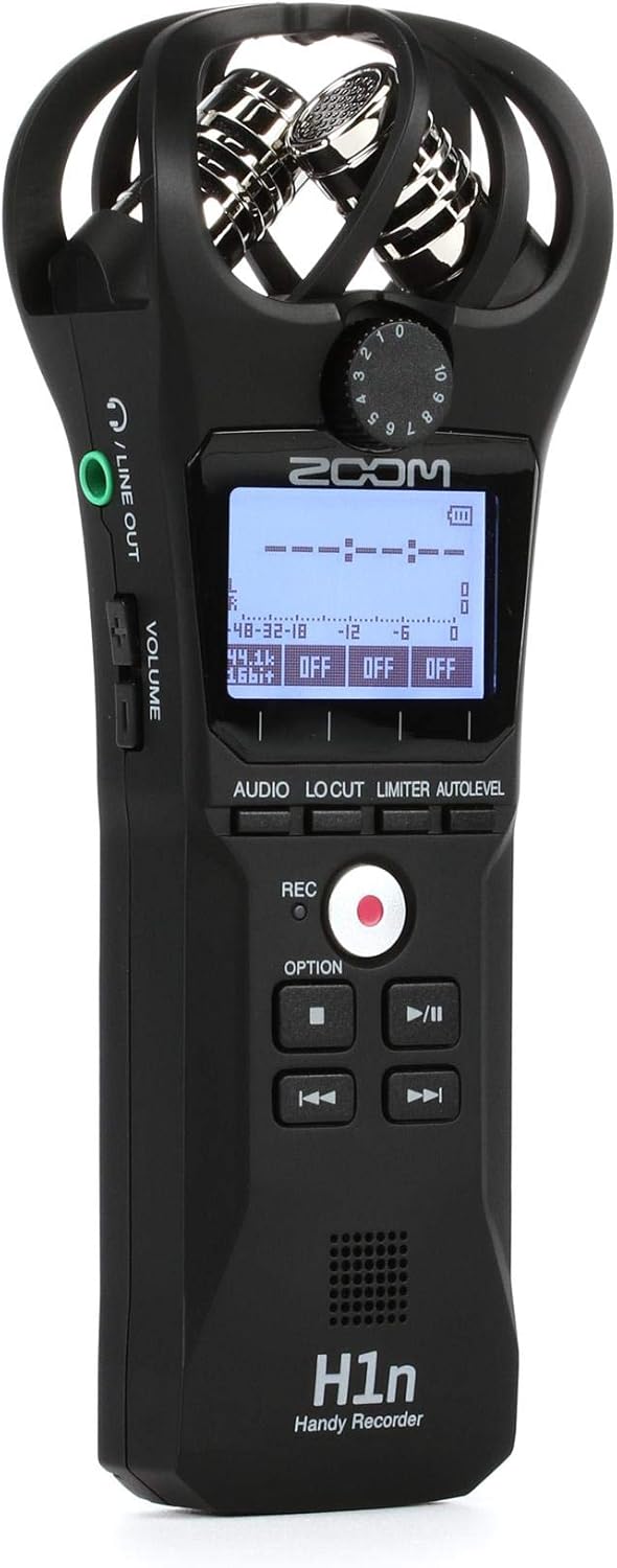 Zoom H1n Portable Recorder, Onboard Stereo Microphones, Camera Mountable, Records to SD Card, Compact, USB Microphone, Overdubbing, Dictation, For Recording Music, Audio for Video, and Interviews