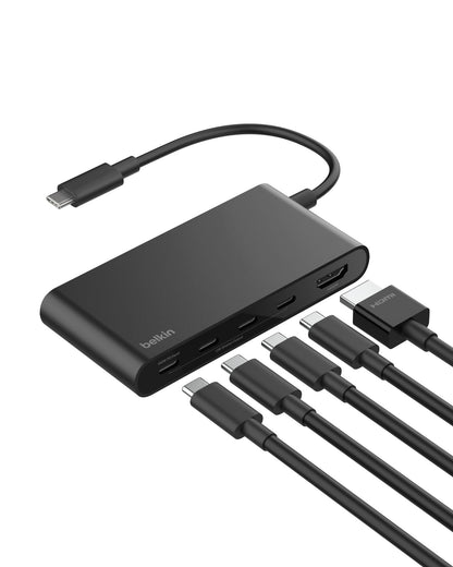 Belkin USB C Hub, 4-in-1 Multi-Port Laptop Dock with 4K HDMI, USB C Docking Station with 100 Watt Pass-Through Power Delivery, 2 X USB A Ports For MacBook Pro, Air, iPad Pro, Chromebook and More