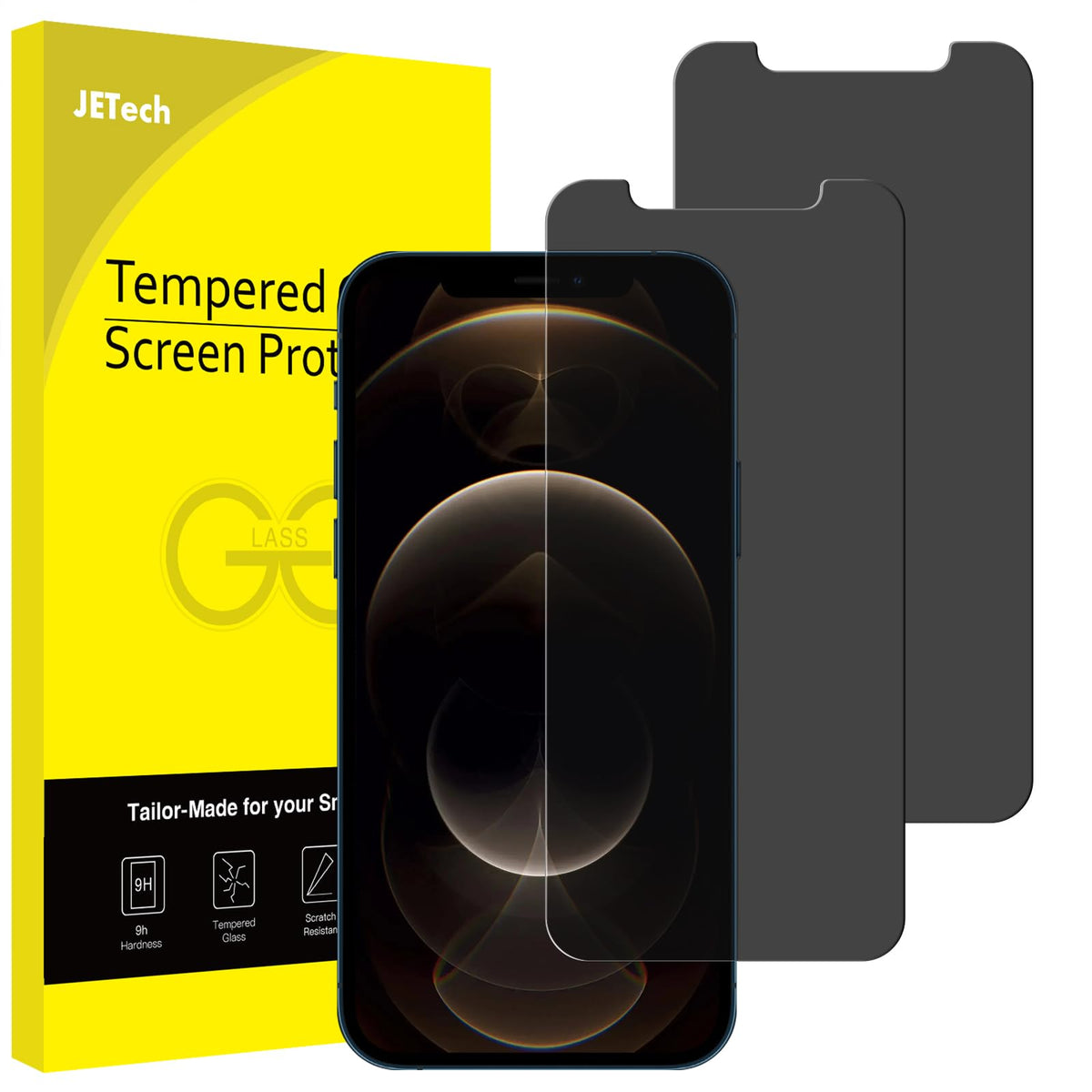 JETech Privacy Screen Protector for iPhone 17e (2026) / iPhone 16e / iPhone 13/13 Pro, Anti Spy Tempered Glass Film, 6.1-Inch Display, 2-Pack