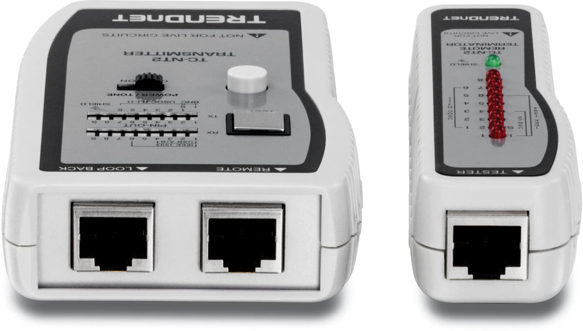 TRENDnet Network Cable Tester, Tests Ethernet, USB and BNC Cables, Accurately Test Pin Configurations up to 300m (984 ft), Local and Remote Testing, Includes BNC to Ethernet Converters, White, TC-NT2