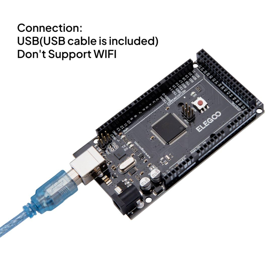 ELEGOO MEGA R3 Board ATmega 2560 + USB Cable Compatible with Arduino IDE Projects RoHS Compliant
