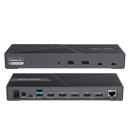 WAVLINK USB Laptop Docking Station Dual Monitors, DisplayLink Computer Dock for M1 M2 Mac and Windows, ChromeOS, Ubuntu 20.04/22.04 (HDMI & HDMI/DVI/VGA, 6xUSB Ports, LAN, Audio)