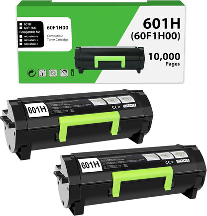 601H Toner Cartridge Compatible for Lexmark MX310dn Toner 601H 60F1H00 for MX310dn MX611de MX611dhe MX610de MX511de MX410de MX511dhe MX510de MX511dte MX611dte MX611dfe Printer (10,000 Pages, 2 Pack)