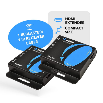 OREI 4K HDMI Over Ethernet Extender RJ45 (CAT6/CAT7) – 4K@30Hz up to 131ft / 1080p up to 230ft, Full HD POC Transmitter & Receiver with IR Loop Out (EX-230C)