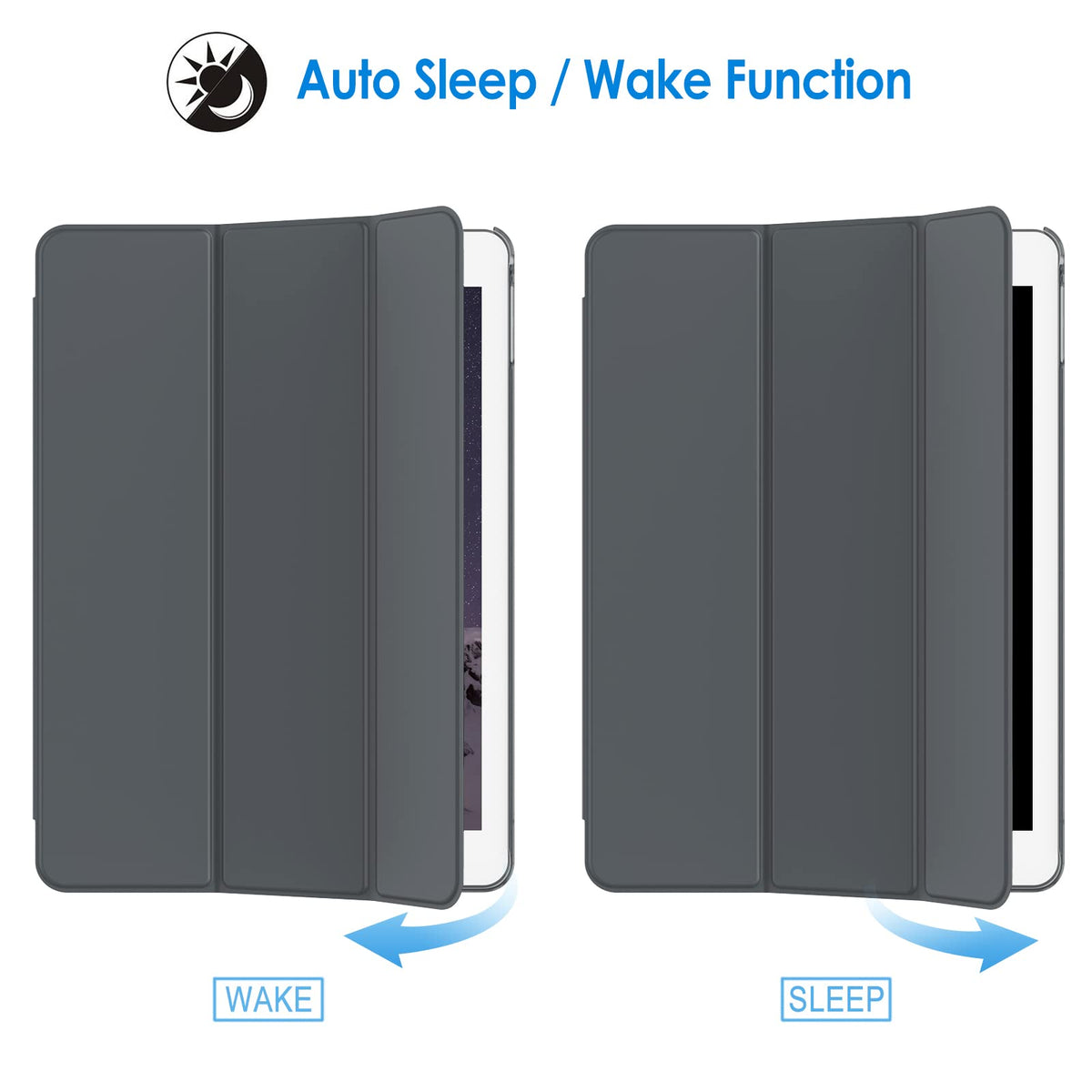 JETech Case for iPad Air 2 (2nd Generation), Smart Cover Auto Wake/Sleep (Black)
