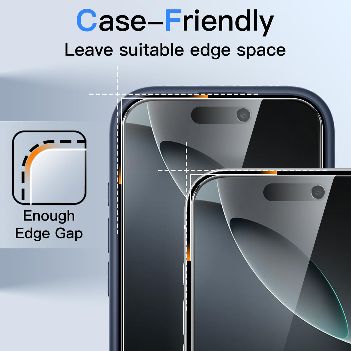 JETech Privacy Screen Protector for iPhone 15 6.1-Inch, Anti-Spy Tempered Glass Film with Easy Installation Tool, 2-Pack