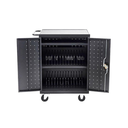 Pearington 32 Device Mobile Charging and Storage Cart for iPads, Chromebooks and Laptop Computers, Up to 13-inch Screen Size, Surge Protection, Front & Back Access Locking Cabinet